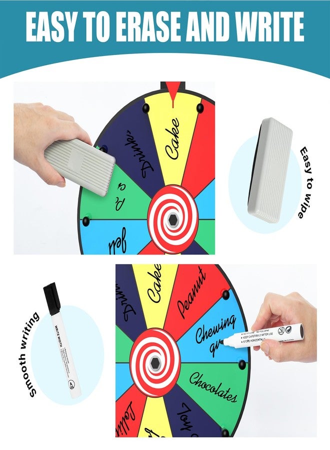 Enayplon 12 Inch 10 Slot Prize Wheel, Spinning Wheel for Prize, Prize Wheel Spinner with Stand, Tabletop Spinner Wheel with Dry Erase Markers and Eraser, Carnival Spin Wheel for Trade Show, Fortune Spin Game - Image 3